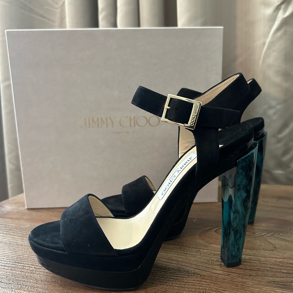 Fabulous Jimmy Choo Dora Platform Heels, Black, NEVER WORN - Picture 2 of 8